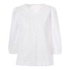 Betu Women's Spring V-Neck French Lace Trim Seven-Sleeve Shirt