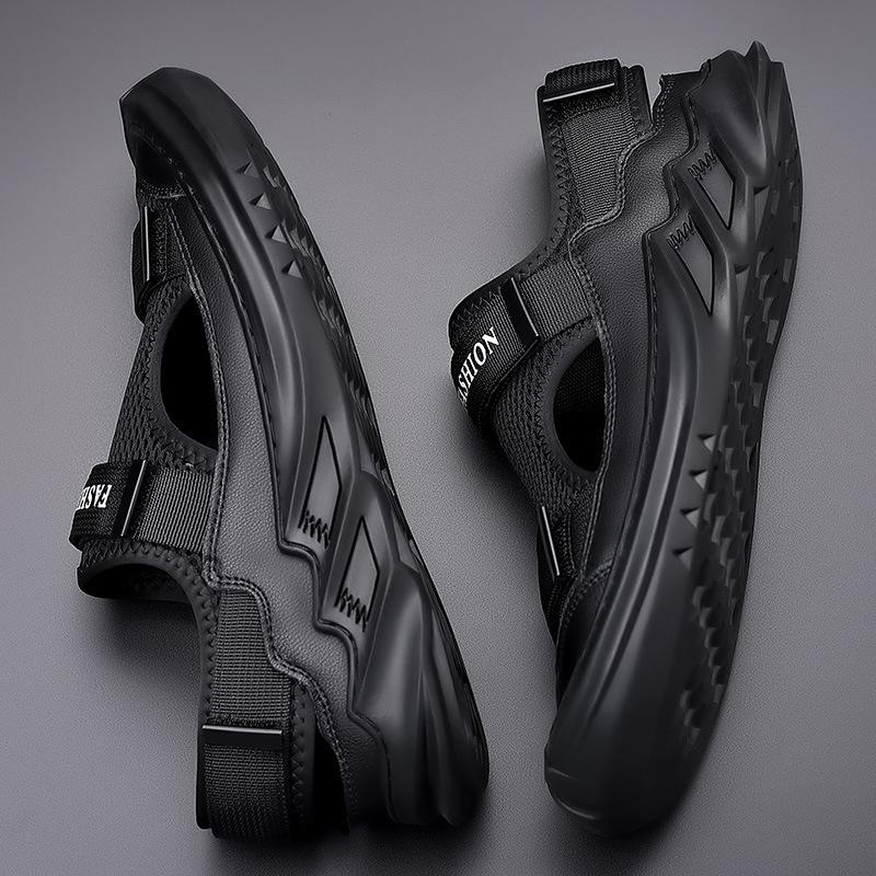 (Cowhide) WZ Fashion Versatile Mesh Splicing Breathable Men's Casual Sandals Casual Shoes 5533