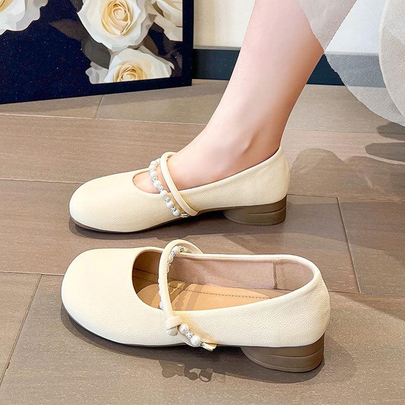 Versatile gentle soft sole with skirt fairy shoes 2025 new spring and summer French shallow mouth evening breeze Mary Jane single shoes women