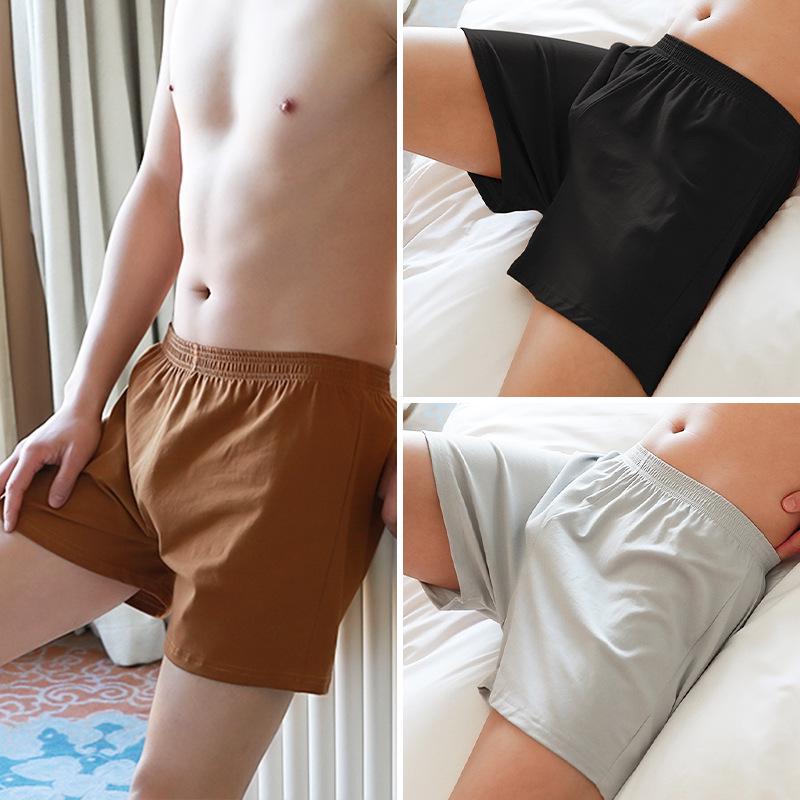 Men's Pure Cotton Loose Boxer Briefs - Summer Solid Color Trendy Four-Cornered Underwear