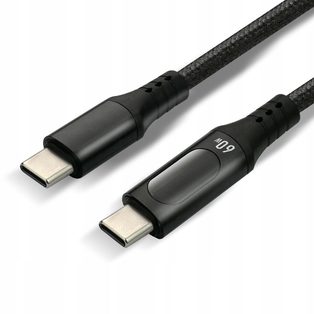 USB-C -> USB-C Cable everActive CBB-1PDL 1m 60W Built-in Display Black