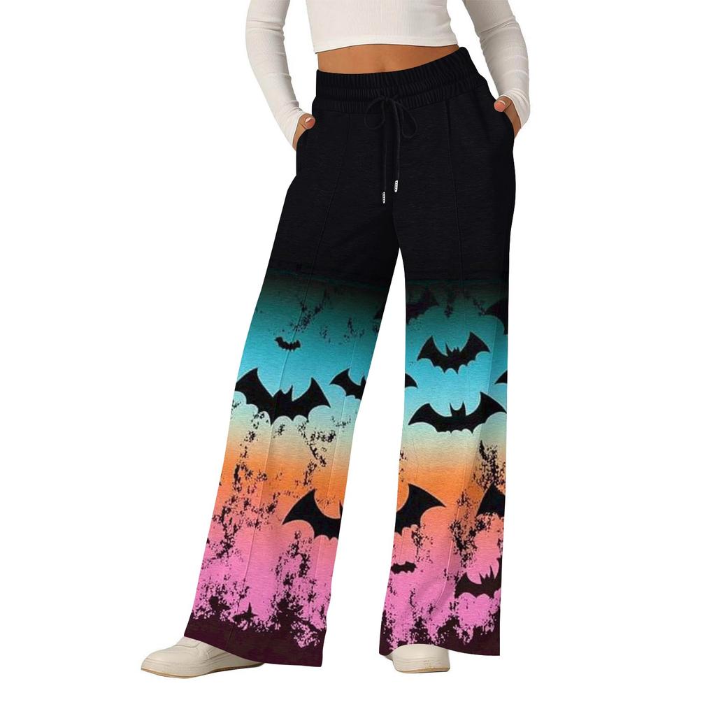 Women's Halloween Printed Fashionable Loose Casual Wide Leg Pants