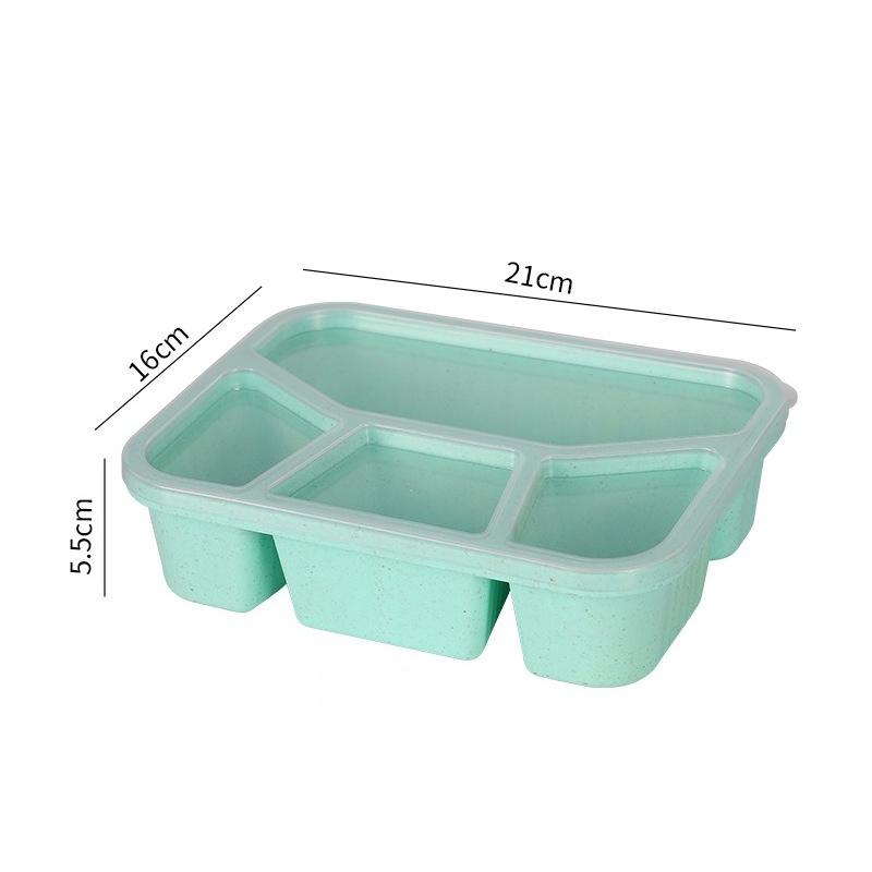 Student Square Lunch Box 4 Compartments, Bento Box Snack & Dry Fruit Container, Food Storage Snack Plate, Leak-Proof