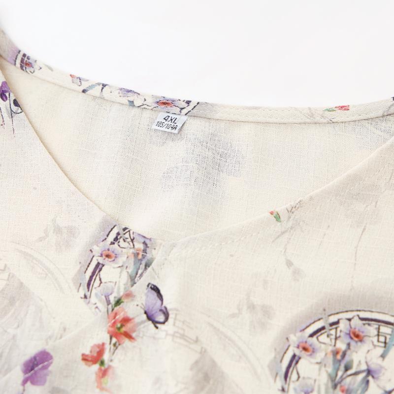 Plussstørrelse 3XL-8XL Sommer Casual Bluser for Kvinner Topper Løse Vintage Klær Oversize Halvermet Skjorte