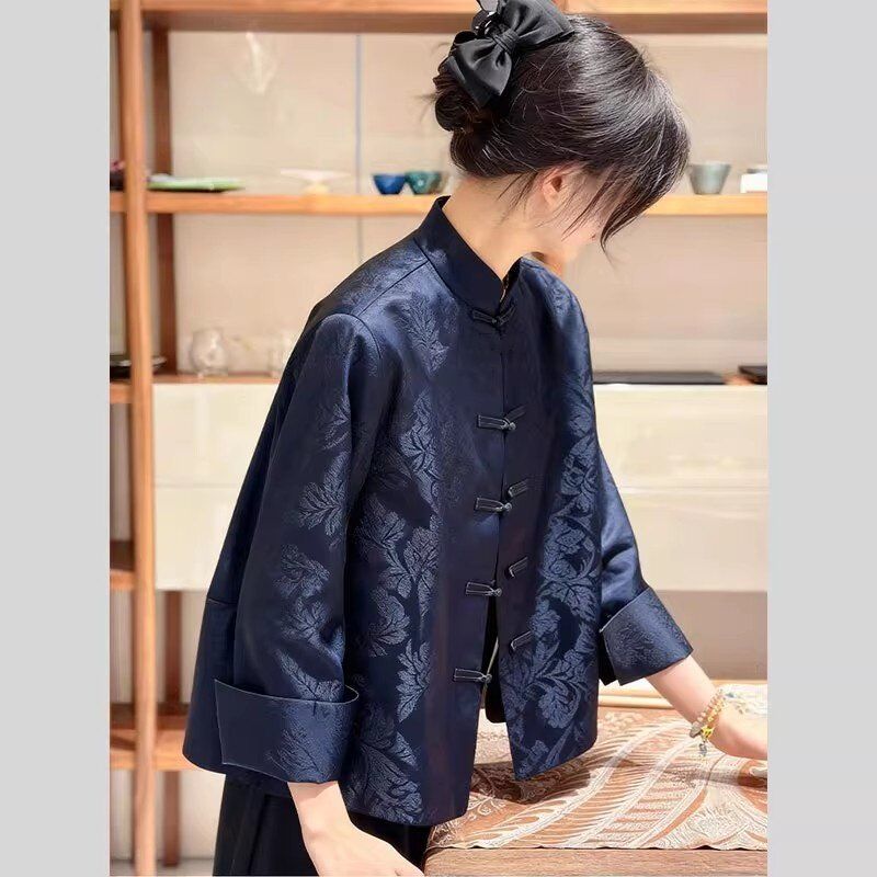

Элегантная, Изысканная, Уникальная, Красивая, Новая Женская Одежда в Китайском Стиле, Куртка в Национальном Стиле, Ретро Топ для Женщин, Новая Коллекция Весна 2026 Blue Jacket M