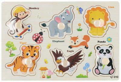 Wooden Puzzle with Handles Zoo Safari Fruits Animals Vehicles