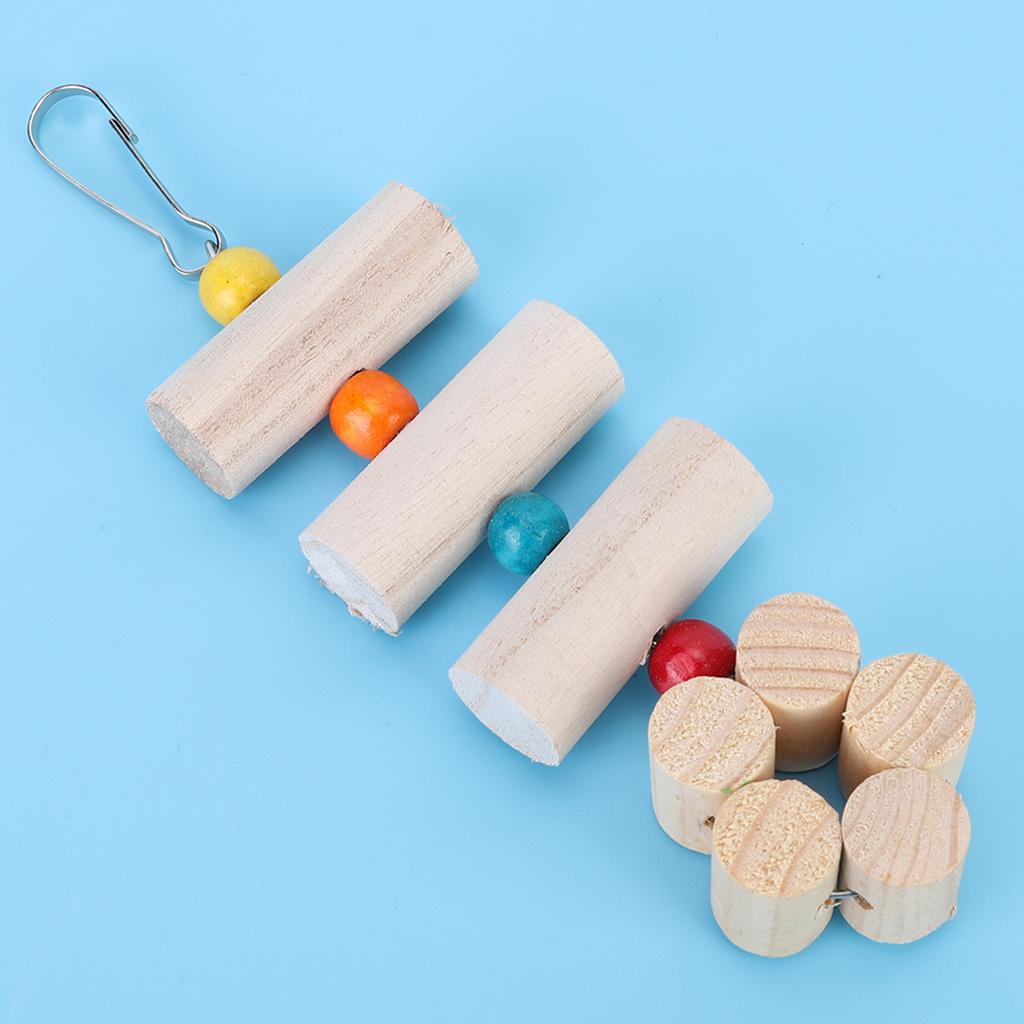 Flower Shaped Cage Wooden Hanging Bite Resistant Toy with Colorful Beads (Large Size)