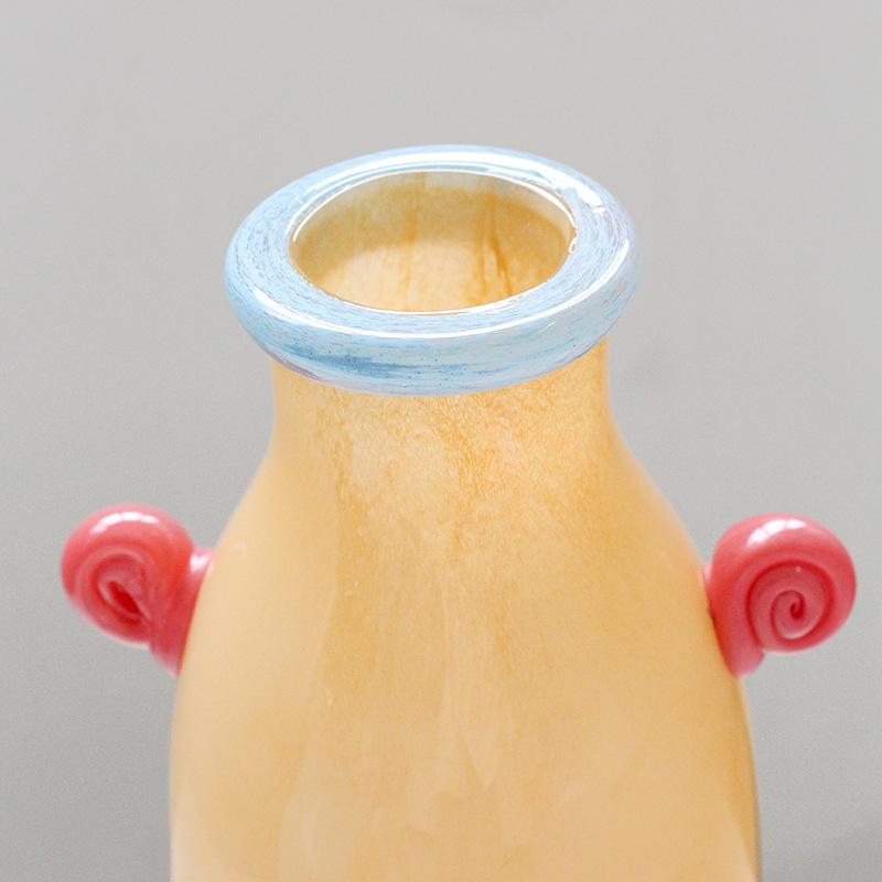 Creative Glass Vase Cartoon Candy Handle Flower Vase Floral Arrangement Accessories Terrarium Home Decoration Accessories