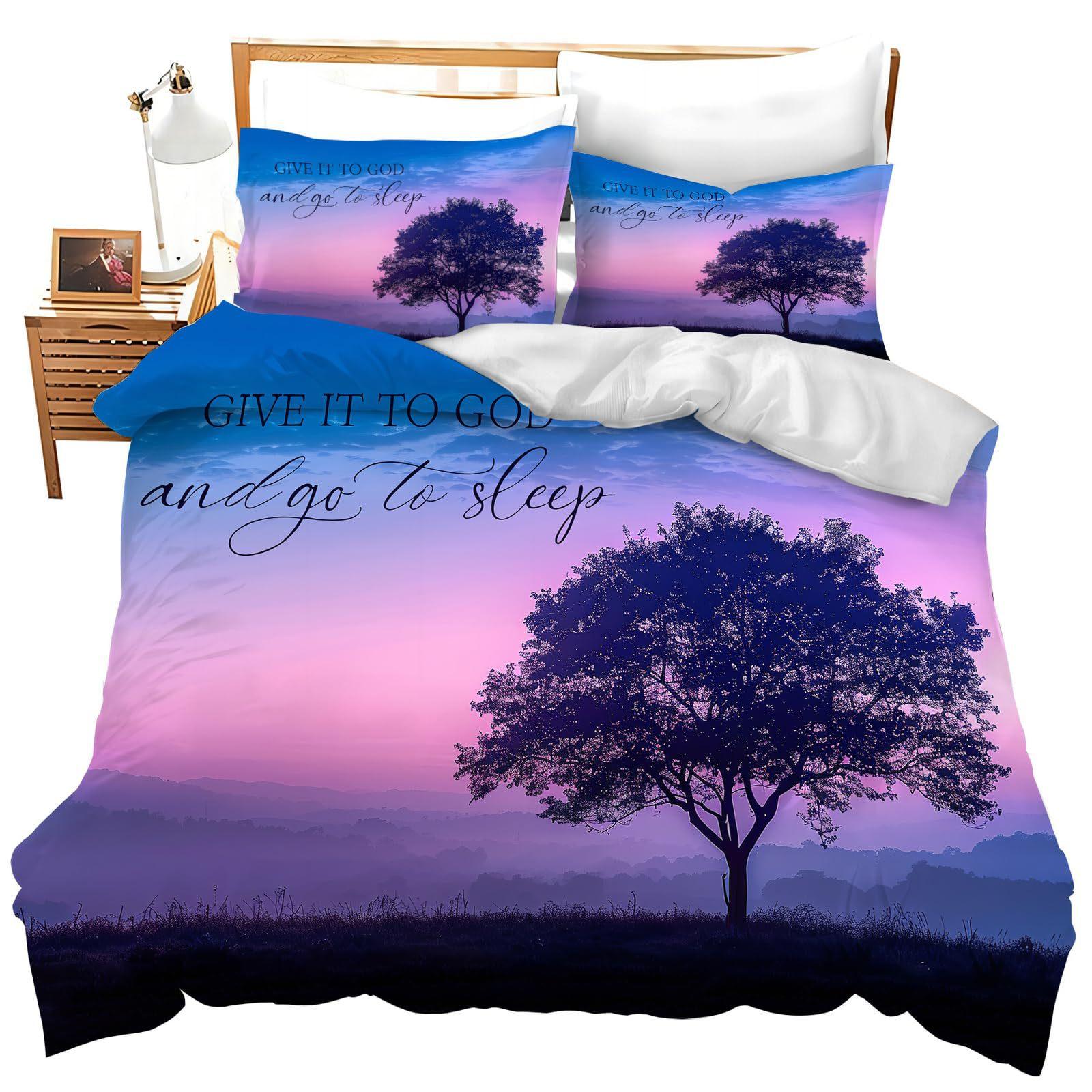 Purple Healing Landscape Three-Piece Quilt Cover Digital Printing Bedding Set Bed Cover EU single 135*200