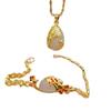 European Gold-Plated Women's Necklace & Bracelet Set with Cat's Eye Peacock Pendant Jewelry