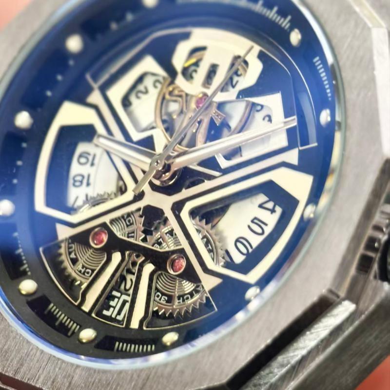 PINTIME Sports Watch for Men Water Resistant Automatic Mechanical Men's Silicone Strap Wristwatch Retro Watch