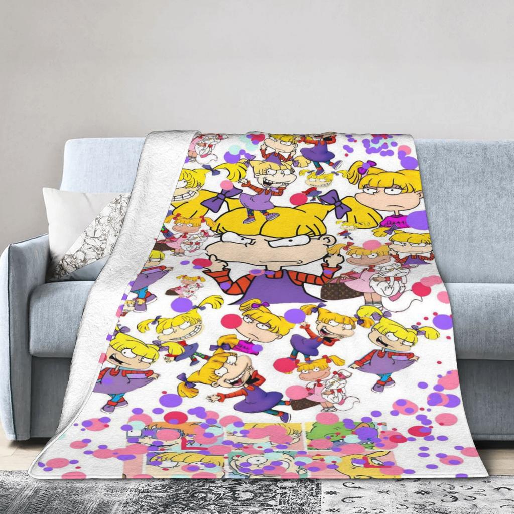 Rugrats Angelica Pickles Pattern Blanket Soft Fluffy Plush Throw Blanket For Living Room Camping Flannel Bedspread Bed Cover