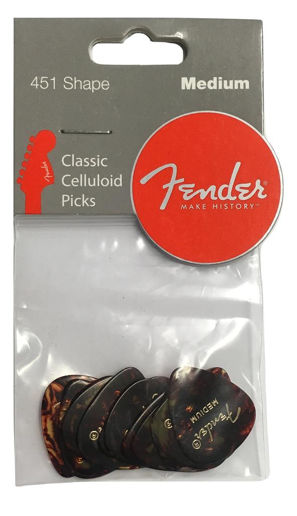 Fender Plektrum, 451 Form, klassische Zelluloid-Picks, 12 Stück, mittelgroß