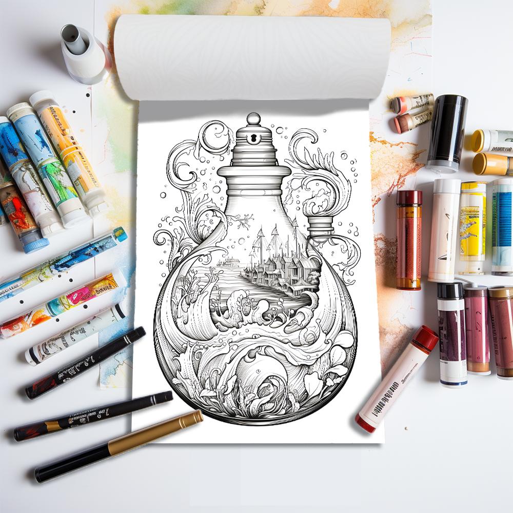 1pc,A4 Teenagers Coloring Book,Adult Coloring Book,25 Different Patterns,100gsm Thick Paper,Stress Relief,Birthday Gift