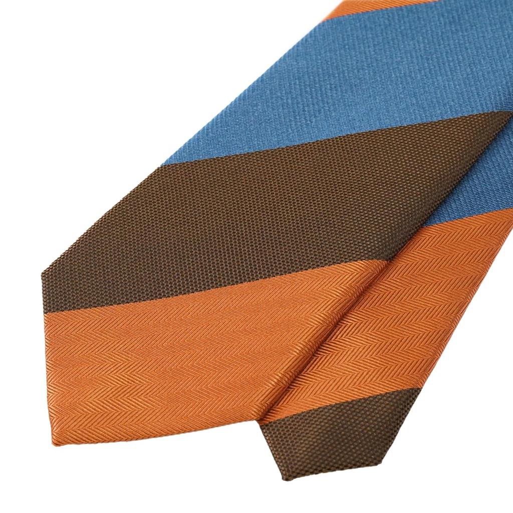 [WIC DESIGN  TUSSAH SILK (Tussah Silk) 3-tiered stripe tie]