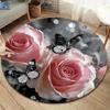 Retro Flowers Round Area Rug,Carpet Rug for Living Room Bedroom Sofa Playroom Decor,Non-slip Floor Mat