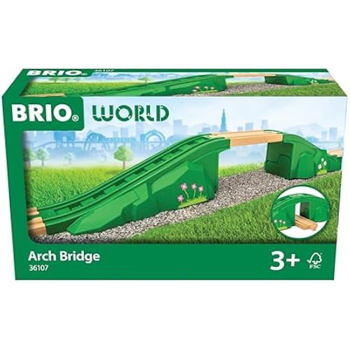 Accessoires de Train - BRIO - 36107 - Pont Modulaire - Bois de Hêtre - À partir de 3 Ans