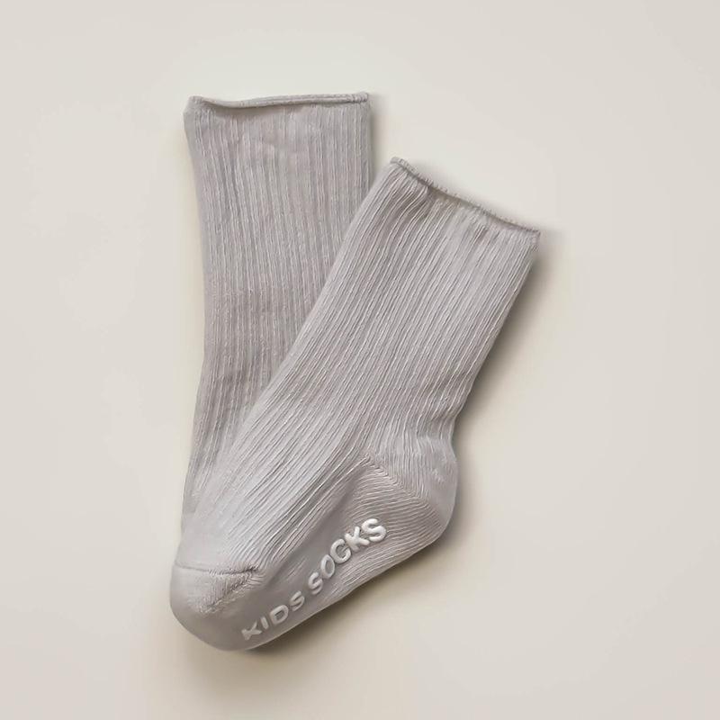 Infant Unisex Cotton Non-Slip Mid-Calf Socks (0-3 Years) - Double Needle, Loose Cuff for Spring/Autumn