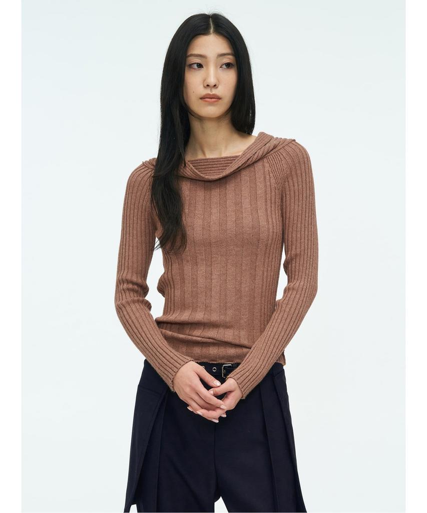 Anggae Tube Neck Rib Pullover Brown