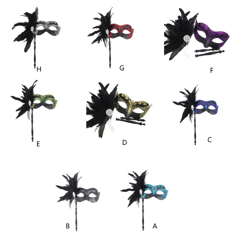 Venetian Masquerade Masks Halloween Mardi Gras Masks with Stick Ball Party Masks