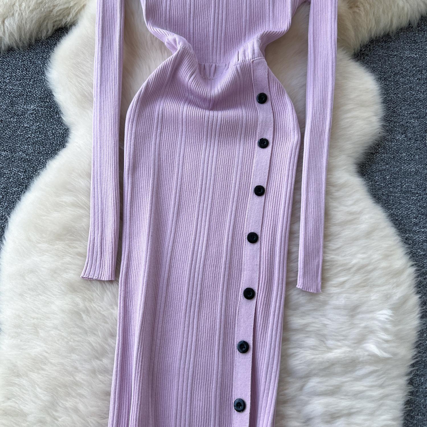 Трикотажные длинные платья для женщин с вырезом-лодочкой и открытыми плечами — фото 11