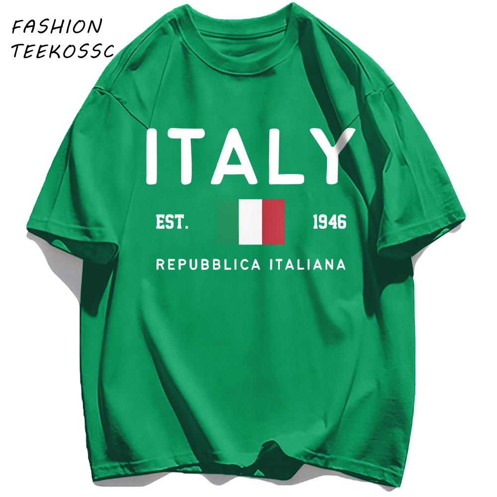 

Italy Repubblica Italiana Printed Men T Shirts AllMatch Cotton TShirt Casual Crewneck Loose Streetwear Man Summer Basics Top 3XL