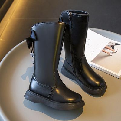 Retro módní dívčí krátké kozačky nové sametové zimní princeznovské boty Dětské kozačky britského stylu