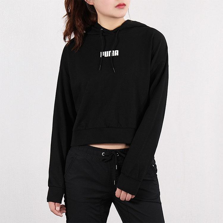 (WMNS) PUMA Logo Short Hoodie 'Black' Women's 579612-01
