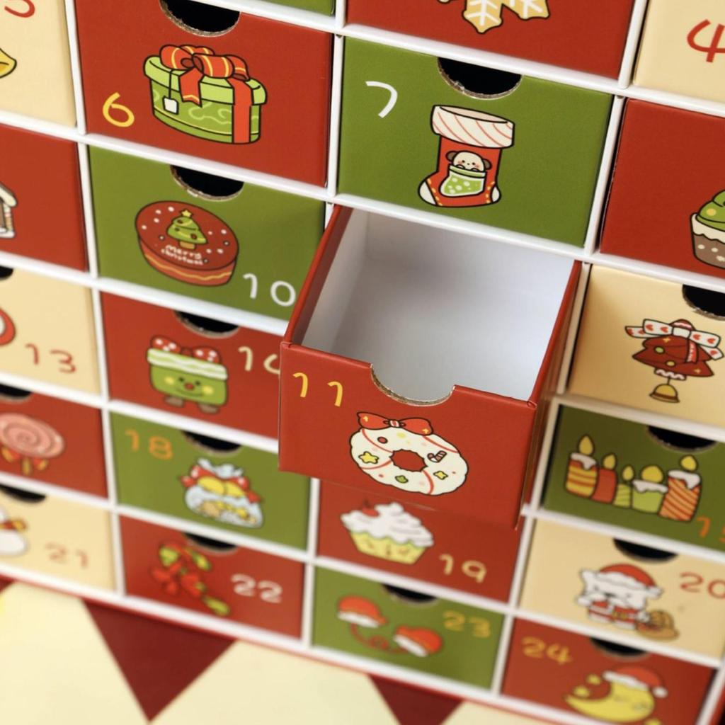 Christmas Advent Box 24-Grid Fillable Folding Christmas Advent Boxes 2026 Holiday Home Decor For Windowsill Shelf Desktop Dining