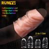 2 Pcs/Set Short Anti-slip Crystal Transparent Penis Head Sleeve Glans Sensory Reducing Ring Sperm Locking Cock Ring For Men