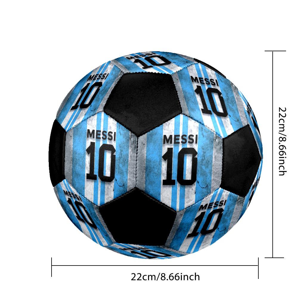 Messi 10 Soccer Ball Colorful All Ages Machine Stitched PVC Competition Ready Durable High-Bounce.SIZE5