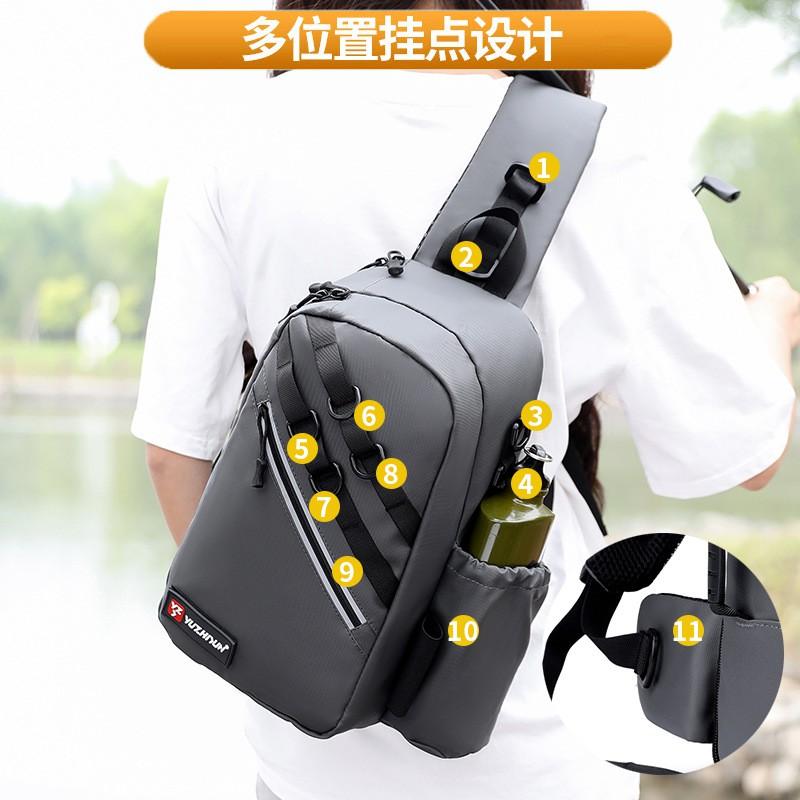 Bolsa Impermeável para Equipamento de Pesca Porta-Iscas Ombro Cruzado Porta-Vara com Armazenamento de Múltiplos Compartimentos
