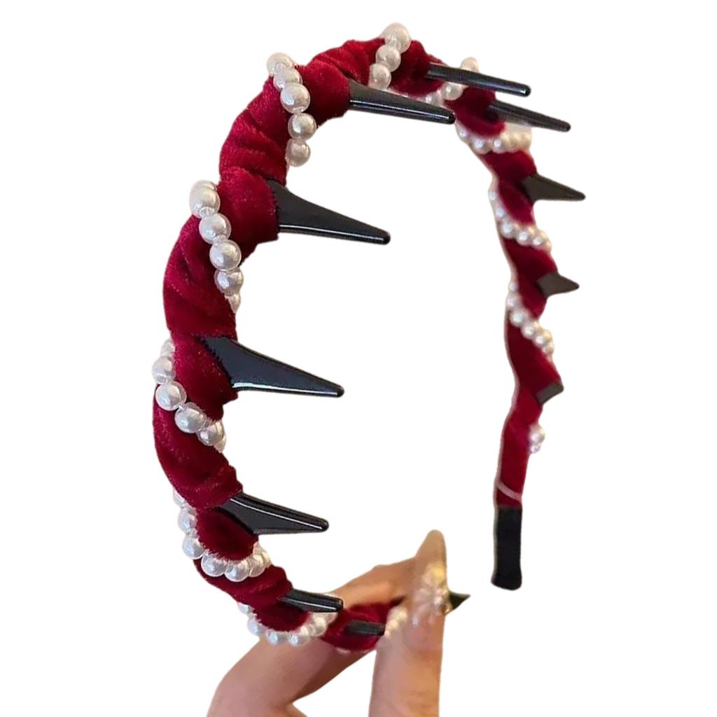 Sparkling Rhinestones Velvet Headband With Wave Pattern Secure Grip Hair Accessory For Party Daily Wear