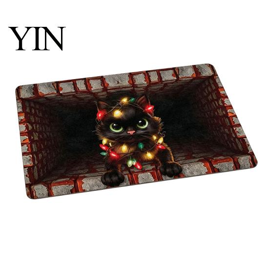 Winter Snowman Welcome Rug 3D Christmas Entrance Rug, Santa Claus Floor Mat, Non-slip Decorative Door Mat Festive for Front Bathroom Holiday