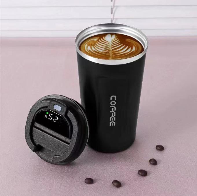 Premium 510ml Stainless Steel Thermos Coffee Cup with Digital Temperature Display High Quality Durable Black White Professional 510ml чёрный