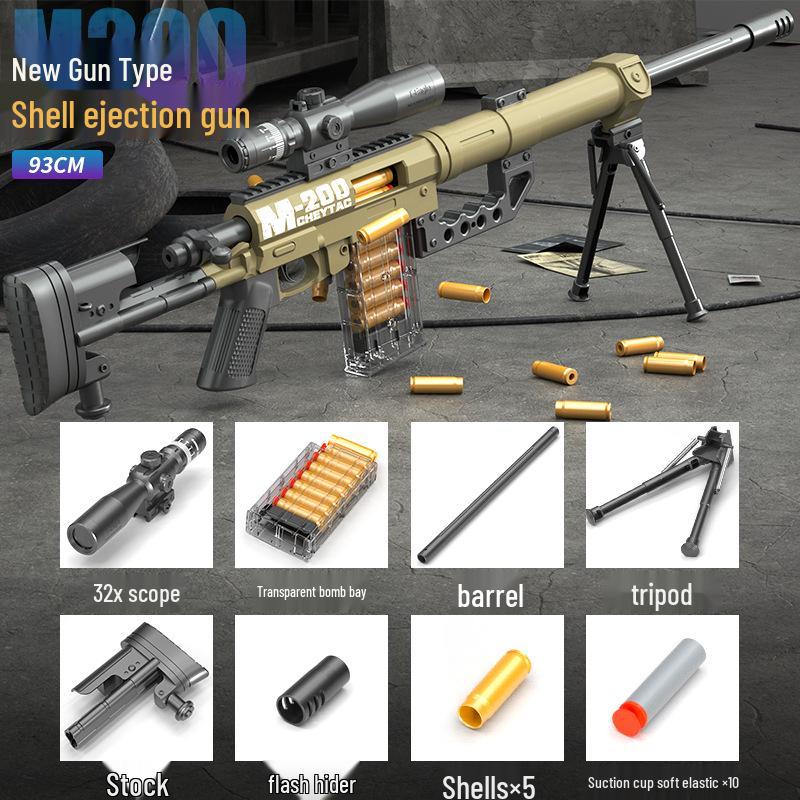 Сверхбольшой мягкопулевой игрушечный снайперский пистолет M200: Ручное действие затвора с выбросом гильз для игр мальчиков на свежем воздухе
