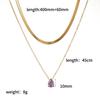 Trendy Fashion Color Zircon 18K Gold Plated Stainless Steel Water Drop Birthstone Pendant Stacked Collarbone Necklace for Women