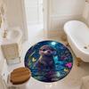 Night Animals  Round Area Rug,Carpet Rug for Living Room Bedroom Sofa Playroom Decor,Non-slip Floor Mat