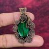 Green Fire Labradorite Pendant Flower Jewelry Copper Wire Wrap Gemstone Pendant