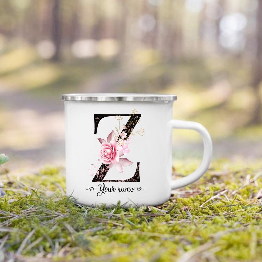 Personalized Mug Initial with Name Cup Custom Tea Coffee Hot Chocolate Mugs Wedding Bride Bridesmaid Mothers Day Gifts for Her