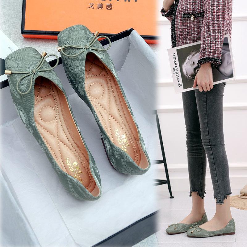Fashion New Spring Flats Shoes Women's Bow Flat Shoes Women 2024 New Square Toe Shallow Brand Shoe Slip on Loafer Zapatos De Mujer
