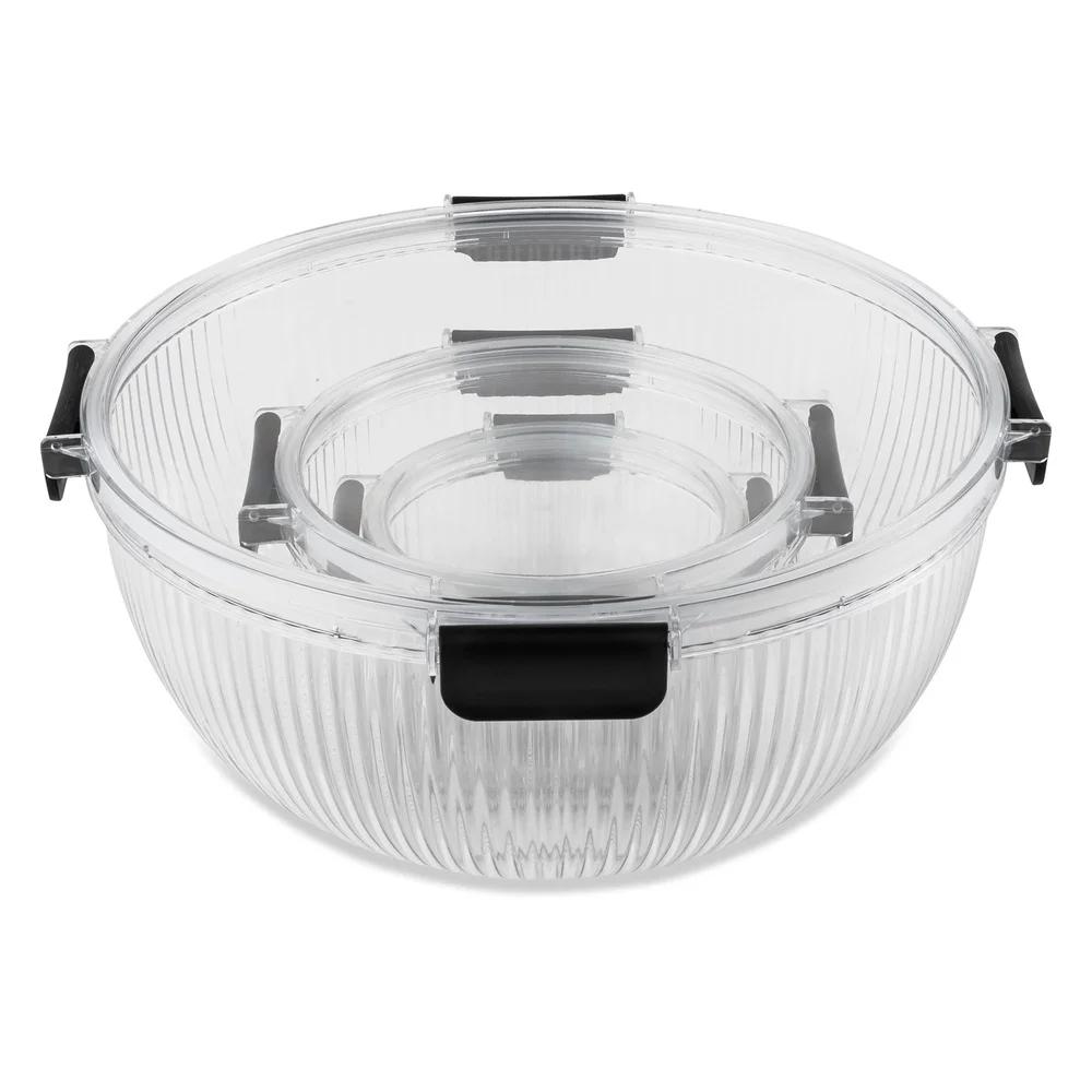 

Набор из 6 пластиковых мисок для смешивания с герметичными крышками, гнездовой дизайн, ударопрочные, прозрачные ребристые кухонные контейнеры для хранения United States