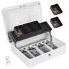 Indian Factory Metal Cash Box with Combination Lock, Money and Coin Organizer for Shop, Office and Home, White, 30 X 8.9 X 21.6 Centimeters