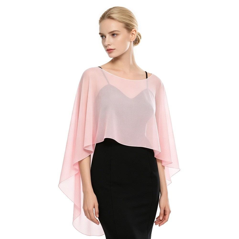 Elegant Sheer Shawl Top Loose Fit Chiffon Sunscreen Outerwear Chiffon Cover Up  Vacation