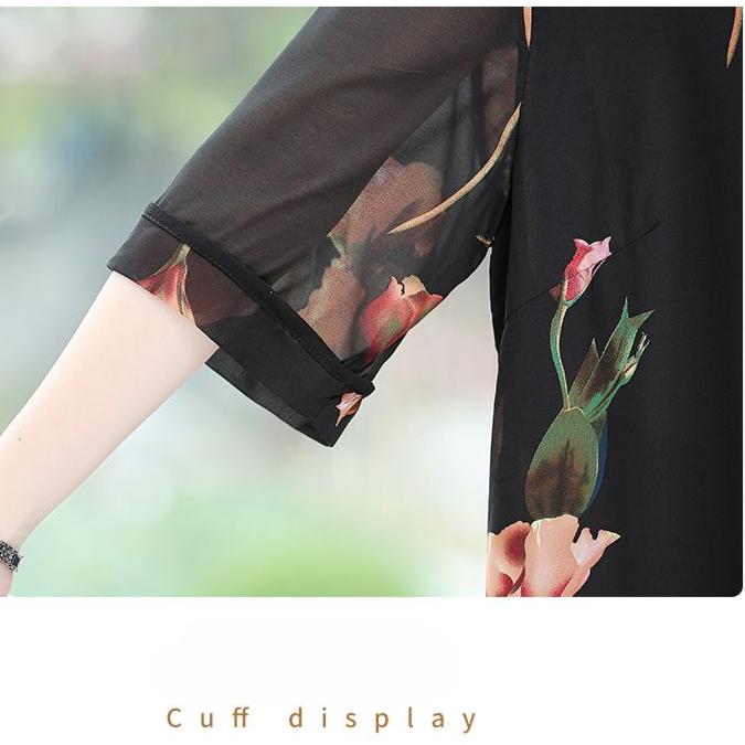 Summer Women's Plus Size Blouse Half Sleeve V Neck T-Shirt Loose Printed Blouse