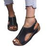 Fashion 35-43 Shoes for Women Summer Fashion Women's Med Heels Platform Sandals Peep Toe Casual PU Leather Wedges Roman Sandalias Mujer