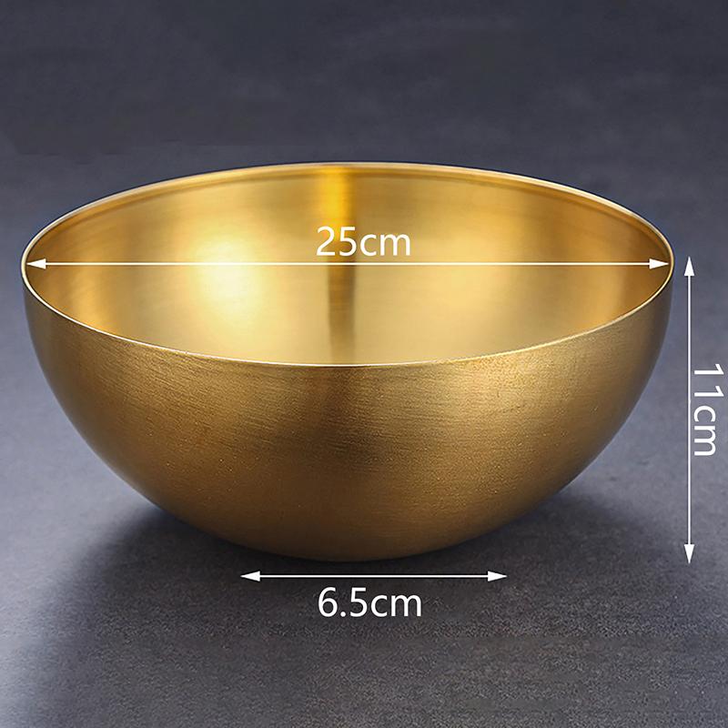 קערות סלט פירות מפלדת אל-חלד מוזהבת קערת מרק אורז אטריות ראמן כלי אוכל למטבח כלי הגשה קערות ערבוב