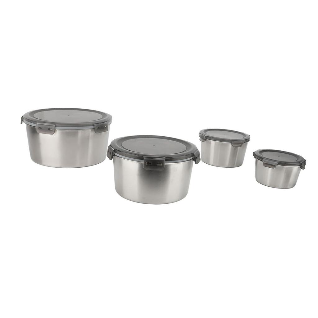 4Pcs Food Container with Lids Leakproof Reusable 304 Stainless Steel Food Storage Container for Lunc