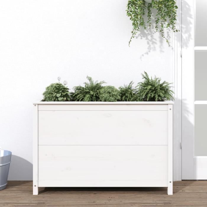 VidaXL Lit surélevé de jardin blanc 119,5x40x78 cm bois de pin massif 825290