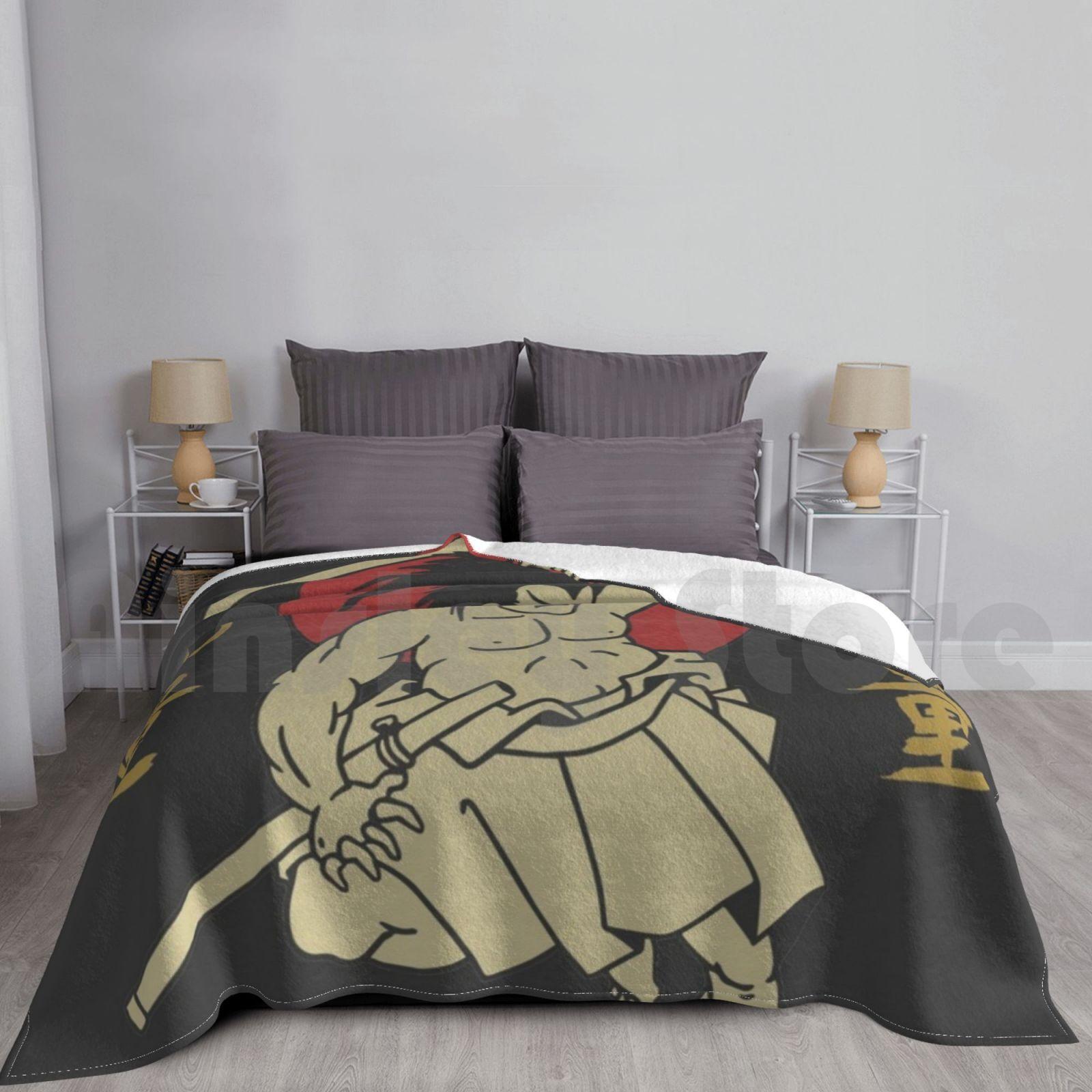 Ronin Spirit Blanket For Sofa Bed Travel Japanese Japan Ronin Bushido Ancient Martial Arts Vintage Size: 75*100cm, Weight: 230 GSM
